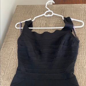 Herve Leger black spaghetti strap midi dress